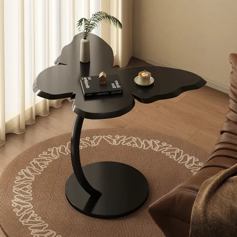 Modern Minimalist Butterfly Side Table Wooden Tabletop Metal Frame Accent Table Bedside Table Living Room