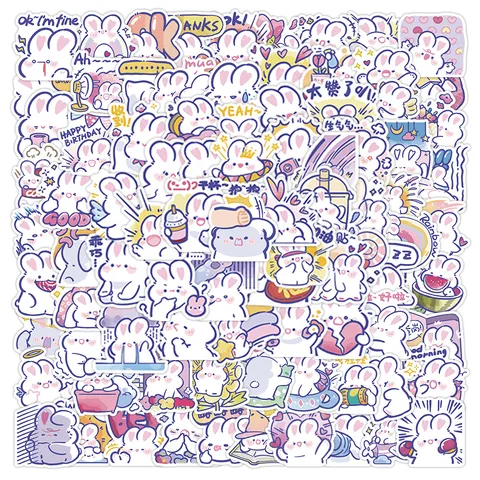 Adesivi Carini di Coniglio Cartoon Adesivi in Vinile Impermeabili Per Diario Custodia Per Telefono Quaderno Scrapbooking Decorazione DIY