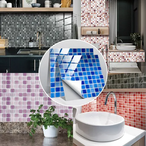 Sticker Carrelage Cristal Imperméable Mosaïque Autoadhésif Décalcomanie Murale Pour Cuisine Salle De Bains Rénovation