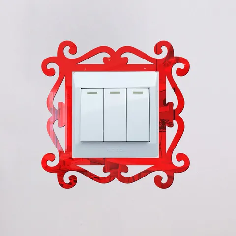 European Vintage Style Acrylic Switch Mirror Wall Sticker Decorative Self Adhesive Cover For Living Room Bedroom Home Decor