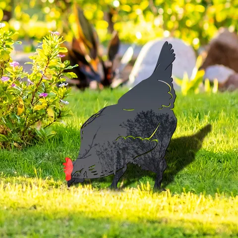 Acrylic Chicken Garden Stake Yard Art Outdoor Lawn Decor Black Silhouette Animal Sign Waterproof Garden Ornament