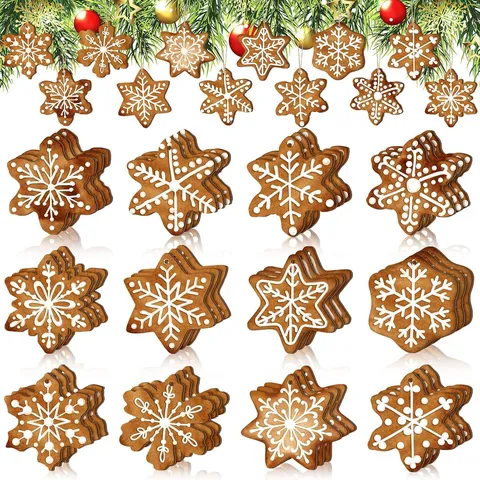 Hölzerne Weihnachten Lebkuchenmann Schneeflocke Hängende Ornamente Feiertag Party Baum Dekor
