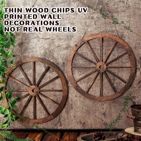 Rustikale Vintage Holzrad Wanddecorationen Amerikanischer Stil Runde Hängende Ornament Für Zuhause Wohnzimmer Wandkunst