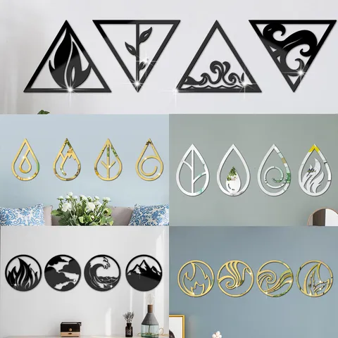 3D Acrylic Mirror Wall Sticker Geometric Elements Self Adhesive Art Decal For Living Room Bedroom Home Decor