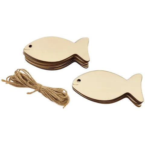 Unfertige Hölzerne Fisch Hängende Dekorationen DIY Handwerk Geschenk-Tags Für Weihnachten Thanksgiving Party Ornamente