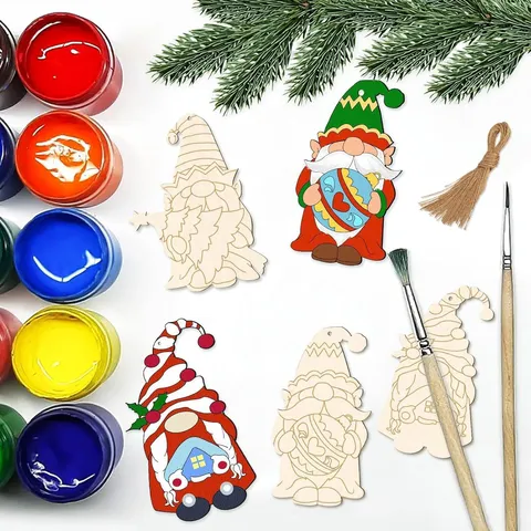 Weihnachtswichtel Holz Unfertige Rohlinge DIY Handwerk Hängende Ornamente Buchsbaum Naturholz Feiertag Party Heimdeko