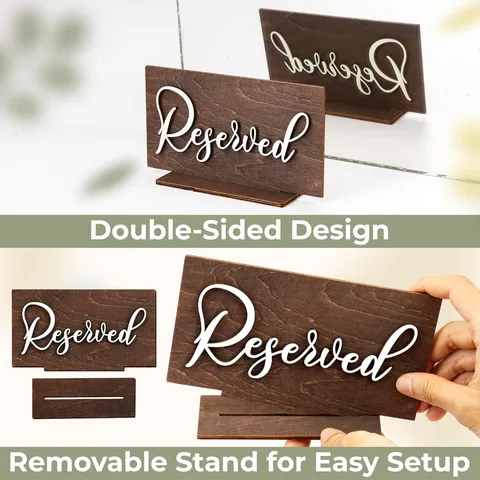 Letreros Reservados de Madera Decoración de Mesa para Ceremonia de Boda Banco de Iglesia Tarjeta de Lugar de Madera con Soporte