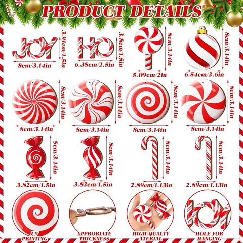 Wooden Christmas Tree Hanging Ornaments Peppermint Lollipop Candy Decorations Xmas Party Home Decor Hanging Pendants