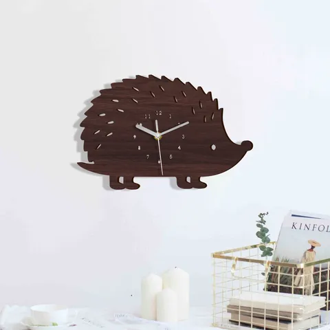 Hölzerne Cartoon Igel Wanduhr Süße Leise Dekorative Hängende Wanduhr Für Kinderzimmer Schlafzimmer Heimdekoration