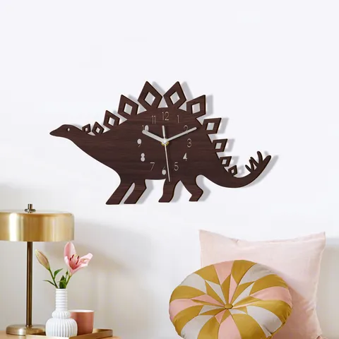 Hölzerne Dinosaurier Wanduhr Cartoon Stille Hängende Uhr Für Kinderzimmer Schlafzimmer Dekorative Wanduhr