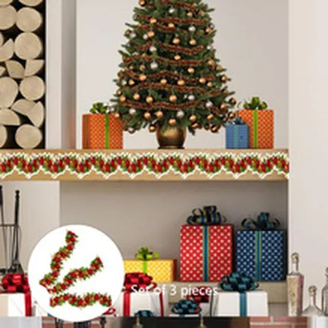 Christmas 3D Stereo Vine Floral Wall Sticker DIY Holiday Home Decor Living Room Bedroom Wallpaper