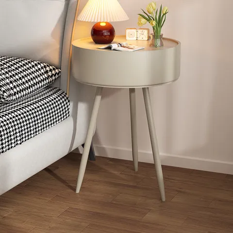 Nordic Plastic Small Round Coffee Table Minimalist Storage Table Modern Living Room Sofa Side Table Cream Bedside Table