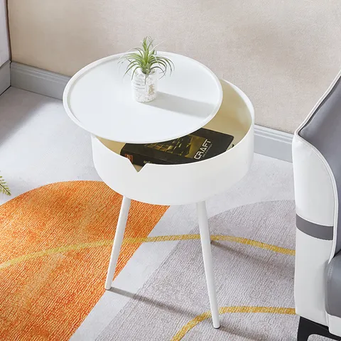 Nordic Plastic Small Round Coffee Table Minimalist Storage Table Modern Living Room Sofa Side Table Cream Bedside Table