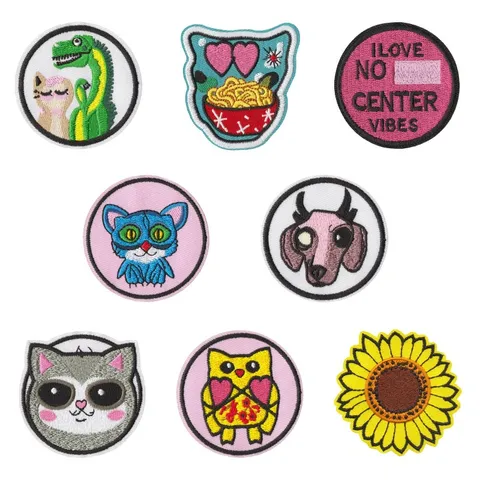 Divertidos Parches Bordados De Dibujos Animados Termoadhesivos Para Ropa Apliques Lindos Animales Planta Insignias Para Mochila Chaquetas