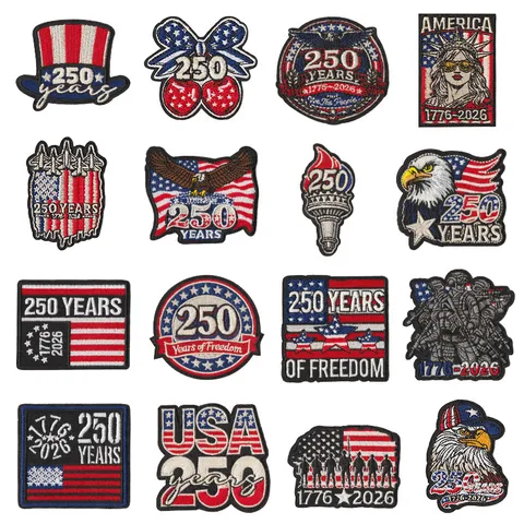 USA 250th Anniversary Embroidered Patches Statue of Liberty Eagle American Flag Iron On Sew On Patches
