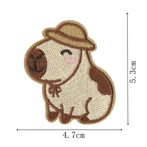 Capybara Embroidery Patch Cute Animal Iron On Badge Applique For Clothes Pants Backpack Children Clothing DIY Decoration