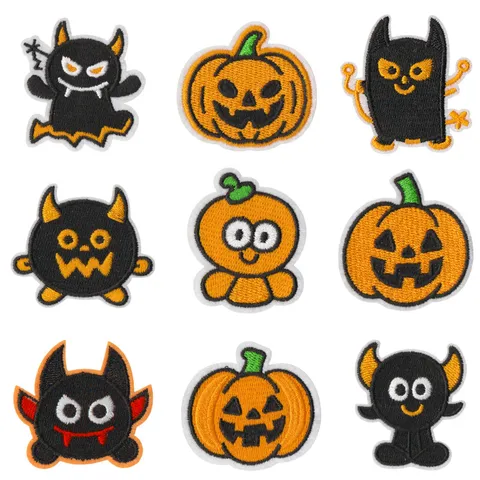 Halloween Pumpkin Ghost Embroidered Patch Iron On Applique Cute Spooky Style For DIY Clothing Backpack Decor
