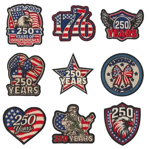 American Independence Anniversary Embroidered Patch American Flag Eagle Heart Star Iron On Applique DIY Clothing Decor