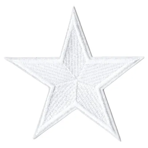 White Five Pointed Star Embroidery Patches Iron On Sew On Applique Badge Cloth DIY Clothing Hat Accessories
