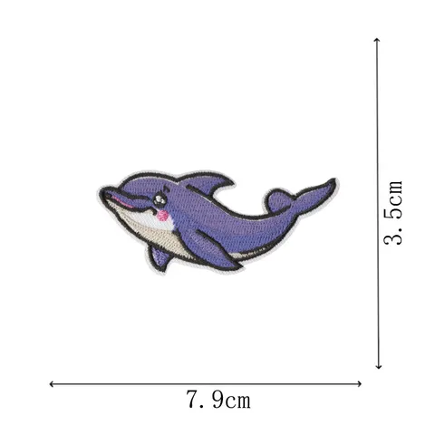 Cartoon Dolphin Embroidery Patch Cute Animal Iron On Patches For Clothing DIY Decorative Applique Repair