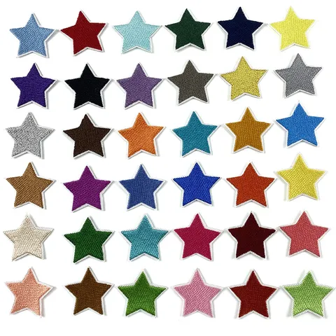 Embroidered Pentagram Cloth Patch Multi-Color Star Iron-On Patch Applique For Clothing Jackets Hats DIY Craft Decoration