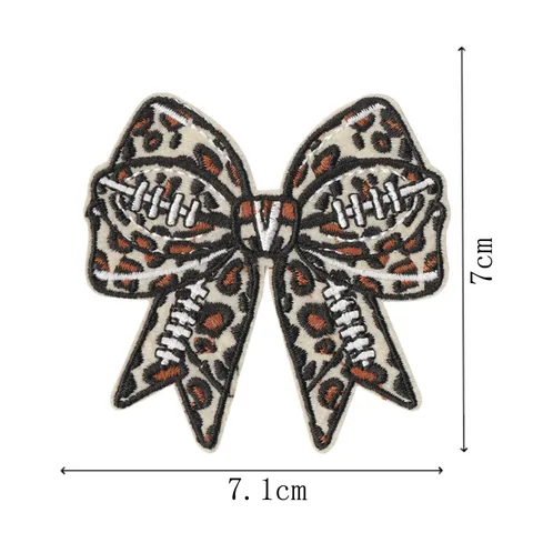 Cartoon Football Leopard Bow Embroidery Cloth Patch Iron On Applique Badge