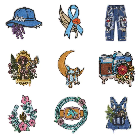 American West Coast Style Embroidered Patches Decorative Iron On Applique For Denim Jacket Hat Pants DIY Clothing Accessories