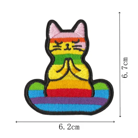 Cute Cartoon Cat Embroidery Patches Iron On DIY Applique For Clothing Jackets Hats Bags