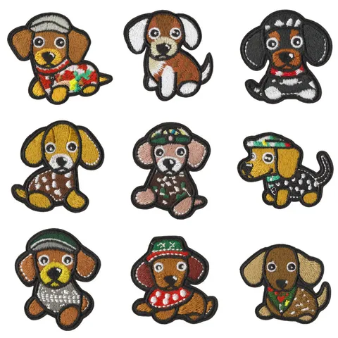 Parches Bordados de Perro de Dibujos Animados Termoadhesivos Insignia de Animal Lindo Para Ropa Sombrero Bolso Reparación Costura