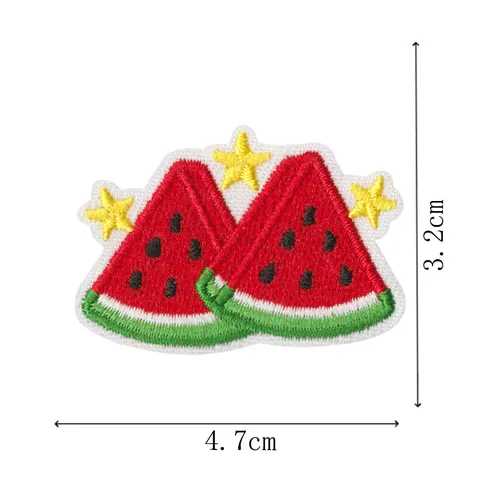 Wassermelone Thema Bestickter Stoffaufnäher Polyester Baumwolle Süße Frucht Aufbügelbarer Aufnäher Für Kleidung Jacke Hut Dekoration