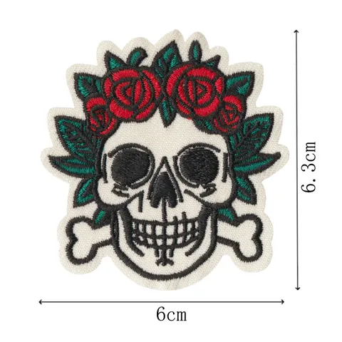 Écussons Brodés Tête de Mort Cartoon Thermocollant Gothique Punk Biker Applique Vêtements Accessoires DIY Réparation Badges