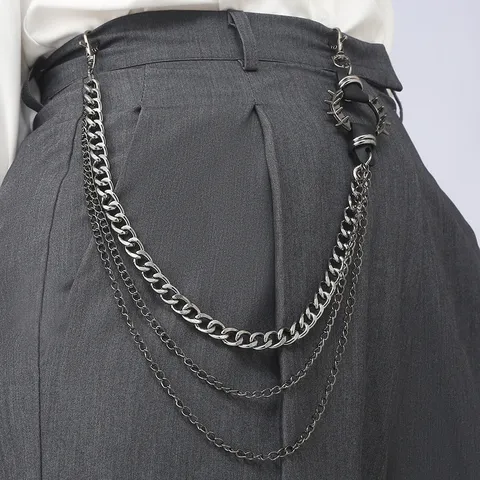 Catena per Pantaloni in Metallo Multistrato Punk Rock Catena da Vita con Borchie Hip Hop Catena da Portafoglio Gotica Gioiello per il Corpo per Donna Uomo