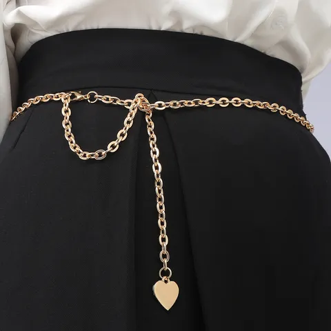 Dames Mode Metalen Ketting Tailleketting Goud Verstelbare Tailleband Met Hart Portret Letter D Hanger Sieraden