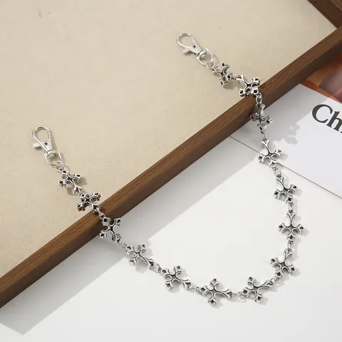 Minimalistische Metalen Kruis Broekketting Hip Hop Gotisch Taille Accessoire Unisex Jeans Ketting Zilver Lichaamssieraad
