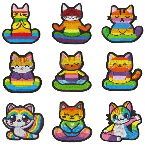 Cute Cartoon Cat Embroidery Patches Iron On DIY Applique For Clothing Jackets Hats Bags