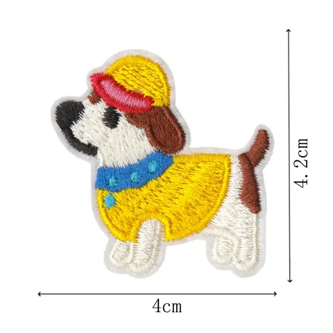 Cartoon Dog Embroidered Patch Iron On Cute Animal Applique DIY Clothing Accessories Decorative Patch
