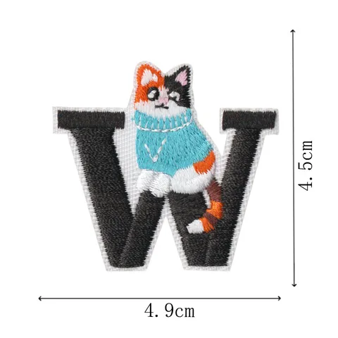 Toppe Ricamate con Lettere Simpatico Gatto Alfabeto Termoadesivo Distintivo per Abbigliamento Giacca Zaino Accessori per Cucito DIY