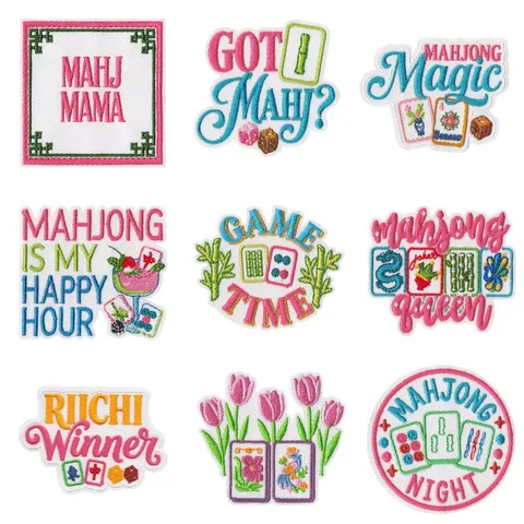European And American Mahjong English Embroidery Cloth Sticker Fun Slogan Iron On Patch For Clothes Decor