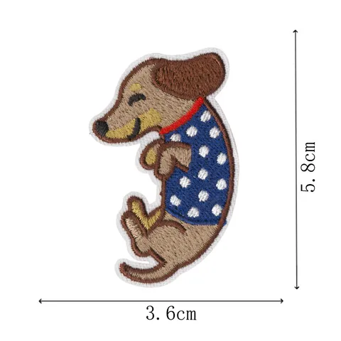 Cute Dachshund Embroidery Patches Iron-On Sew-Free Animal Cloth Applique Badge For Hoodie Jacket Backpack DIY Clothing Decor