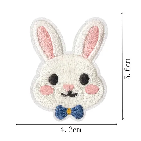 Japanese Cute Cartoon Rabbit Embroidery Patches Bow Badge Applique Iron-on Clothing DIY Repair Decorative Patch
