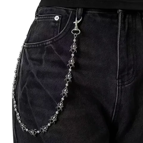 Hip Hop Punk Metal Spider Pants Chain Unisex Streetwear Waist Chain Fashion Cool Jean Accessories Silver Alloy Chain Jewelry