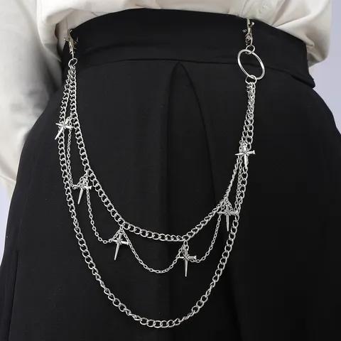 Punk Hip Hop Legierung Kreuz Doppelschicht Hosenkette Gotisch Jeans Geldbörsenkette Gürtelkette Schmuck Für Herren Damen