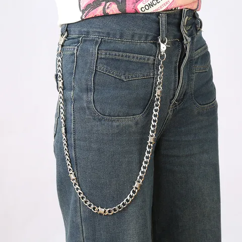 Punk Hip Hop Metal Pants Chain Gothic Barbed Wire Waist Accessory Fashion Body Jewelry For Men Women