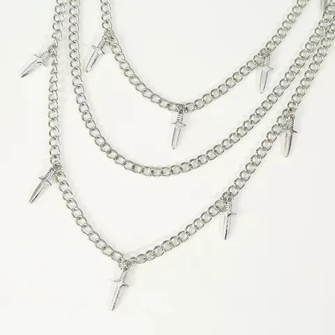 European Retro Metal Gothic Style Dagger Pendant Multi-Layer Pants Chain Punk Hip Hop Waist Chain Accessories