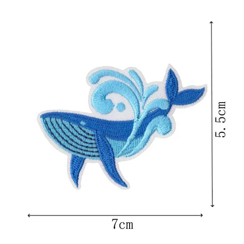 Ocean Theme Embroidery Cloth Patches Cute Marine Life Blue Whale Crab Turtle Iron On Patches For Clothing DIY