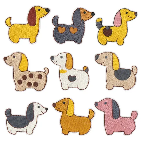 Cartoon Sausage Dog Embroidery Patches Cute Puppy Applique Badge For Clothing DIY Jacket Hat Bag Repair Decorative Patch