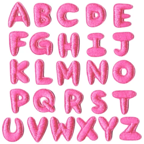 Cute Pink Alphabet Letter Embroidery Patches Iron On DIY Decorative Applique