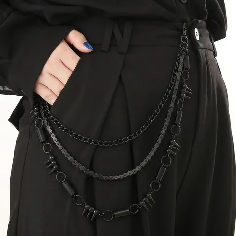 Catena per Pantaloni in Metallo Multistrato Punk Hip Hop Punte Catena in Vita Catena di Gioielli per il Corpo Gotica Per Uomini Donne
