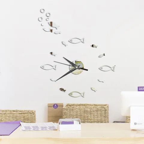 Acrylic Wall Clock Modern Design DIY Mirror Wall Sticker Little Fish Silent Clock For Living Room Bedroom Home Decor