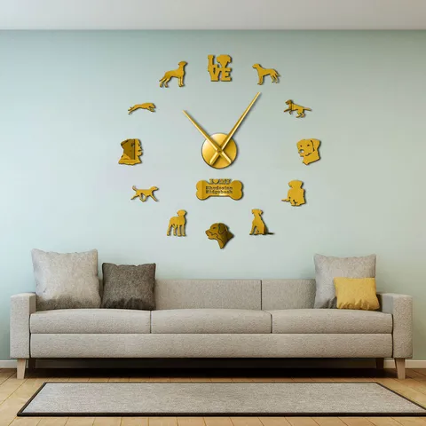 Acrylic 3D Mirror Wall Clock Rhodesian Ridgeback Dog Silhouette DIY Wall Sticker Clock European Style Living Room